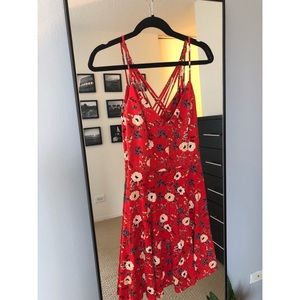 Red floral dress